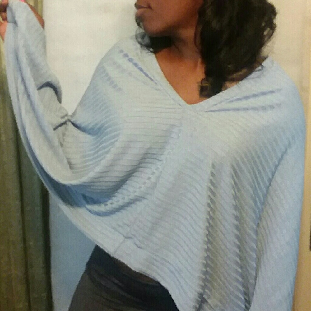 Baby Blue Poncho For Women
